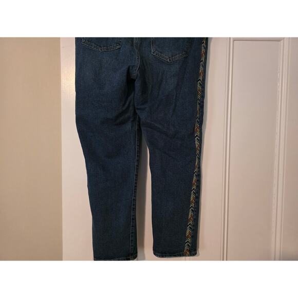 Knox Rose Mid Rise Straight Jeans Size 14W Embroidered Tuxedo Stripe Tapered - Picture 6 of 8